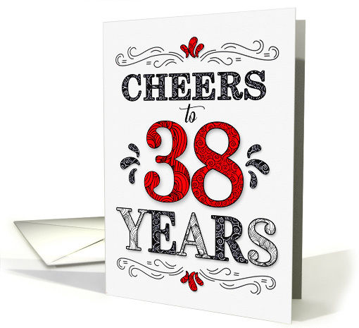 38th Birthday Cheers in Red White and Black Patterns card (1575348)