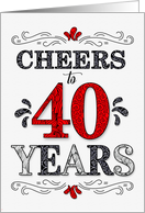 40th Birthday Cheers in Red White and Black Patterns card