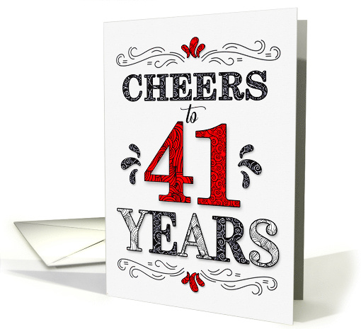 41th Birthday Cheers in Red White and Black Patterns card (1575646)