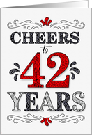 42nd Birthday Cheers in Red White and Black Patterns card