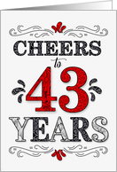 43rd Birthday Cheers in Red White and Black Patterns card