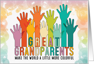 Grandparents Day for Great Grandparents Colorful Hands Raised card