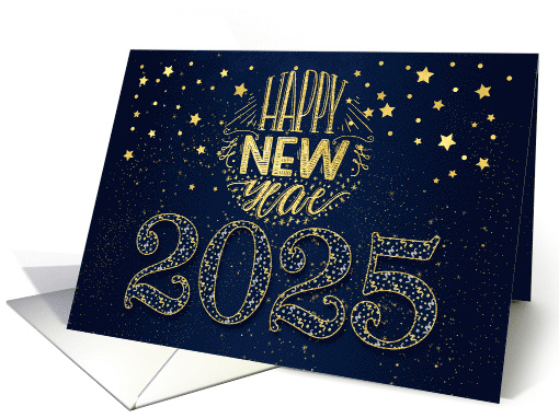 New Year 2024 Navy Blue and Gold Stars card (1581618)