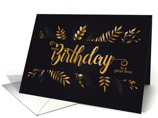 for Boss Birthday Business Faux Gold Leaf on Charcoal card (1582974)