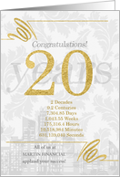 20 Years in Business Gold and Silver Custom NO REAL GLITTER card