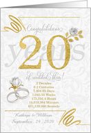 20th Wedding Anniversary Rings Roses and Gold NO REAL GLITTER card
