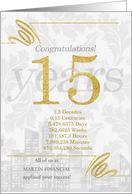 15 Years in Business Gold and Silver Custom NO REAL GLITTER card