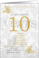 10 Years in Business Gold and Silver Custom NO REAL GLITTER card