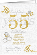 55th Wedding Anniversary Rings Roses and Gold NO REAL GLITTER card