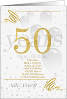 50th Birthday in Days Weeks Minutes with Name NO REAL GLITTER card