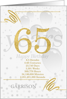 65th Birthday in Days Weeks Minutes with Name NO REAL GLITTER card