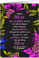 for Mom on Mother’s Day Purple Flowers with Funny Sentiment card