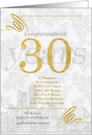 30 Years in Business Gold and Silver Custom NO REAL GLITTER card
