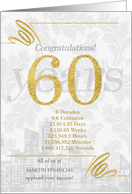 60 Years in Business Gold and Silver Custom NO REAL GLITTER card