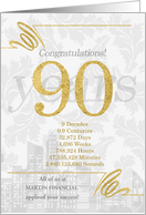90 Years in Business Gold and Silver Custom NO REAL GLITTER card