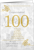 100 Years in Business Gold and Silver Custom NO REAL GLITTER card