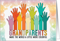 Becoming Grandparents Congratulations Colorful Hands Raised card