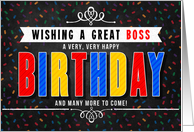 for Boss Colorful Chalkboard Birthday Typography card