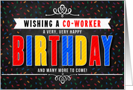 for Co-Worker Colorful Chalkboard Birthday Typography card