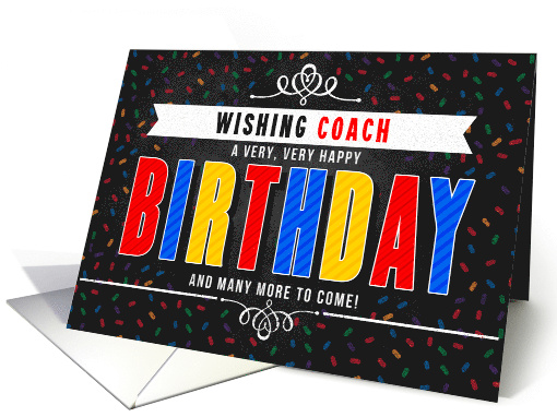 for Coach Colorful Chalkboard Birthday Typography card (1602248)