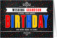 for Grandson Colorful Chalkboard Birthday Typography card