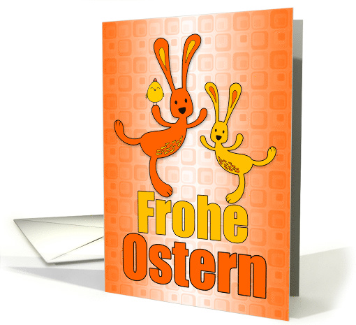 German Easter Orange and Yellow Easter Bunnies for Kids card (1602716)