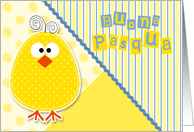 Italian Easter Chick in Blue and Yellow for Children Blank card