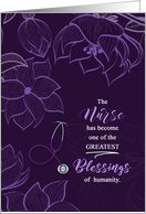 for Nurse Thank You Plum Botanical with Stethoscope card