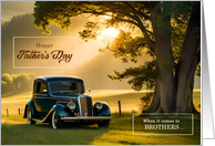 for Brother on Father’s Day Classic Car Theme in Summer Meadow card