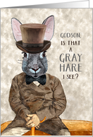 for Godson Funny Birthday Hipster Rabbit is that a Gray Hare card