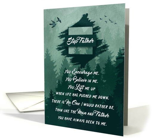 for Step Father on Father's Day Forest Green Woodland Theme card