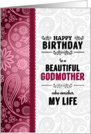 for Godmother’s Birthday Pink Paisley with Retro Vintage Styling card