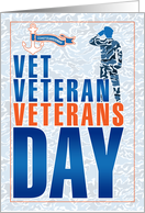 Coastguardsman Veterans Day Blue and Orange Salute card