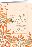 Thankful for a Wonderful Friend Autumn Harvest Leaves card