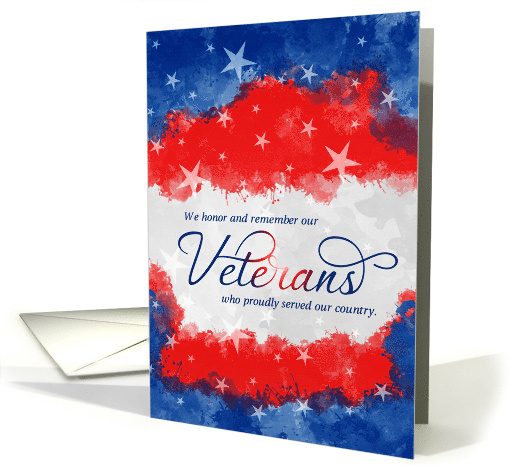Veterans Day Red White and Blue Watercolor Wash with Stars card