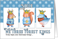 for Young Niece Christmas Three Forest Kings Cute Animals card