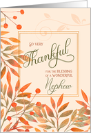 Thankful for a Wonderful Nephew Autumn Harvest Leaves card