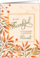 Thankful for Wonderful Parents Autumn Harvest Leaves card