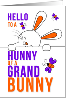 Granddaughter Hello to a Hunny of a Grand Bunny Purple and Orange card