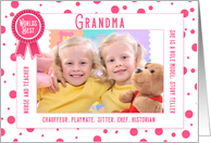 World’s Best Grandma Grandparents Day Pink Polka Dots Photo card