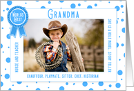 World’s Best Grandma Grandparents Day Blue Polka Dots Photo card