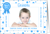 Thinking of the World’s Best Grandma Blue Polka Dots Photo card