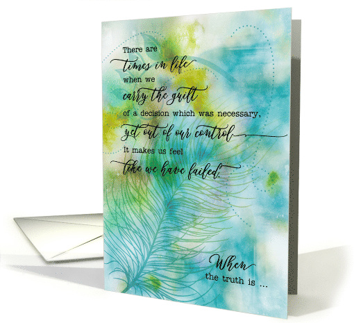 Encouragement Blue Feather Abstract and Sentimental Message card