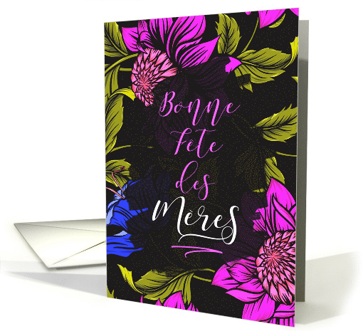 French Mother's Day Bold Botanical Blooms on Black card (1665200)