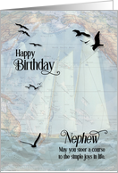 Nephew’s Birthday Nautical Vintage Sailboat and Old World Map card