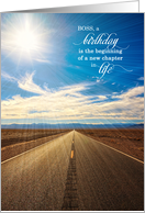 Boss’s Birthday Scenic Endless Road with Blue Sky card