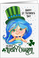 For Girls St. Patrick’s Day Cute Irish Lass with Blue Hair card