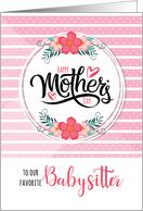 For Babysitter Mother’s Day Pink Bontanical and Polka Dots card