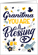 Mother’s Day Grandma You are a Blessing Blue Yellow Botanicals card