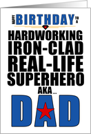 Birthday Superhero Dad Typography Bold Blue and Black card